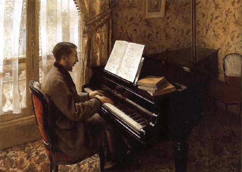 Gustave Caillebotte The young man plays the piano Sweden oil painting art